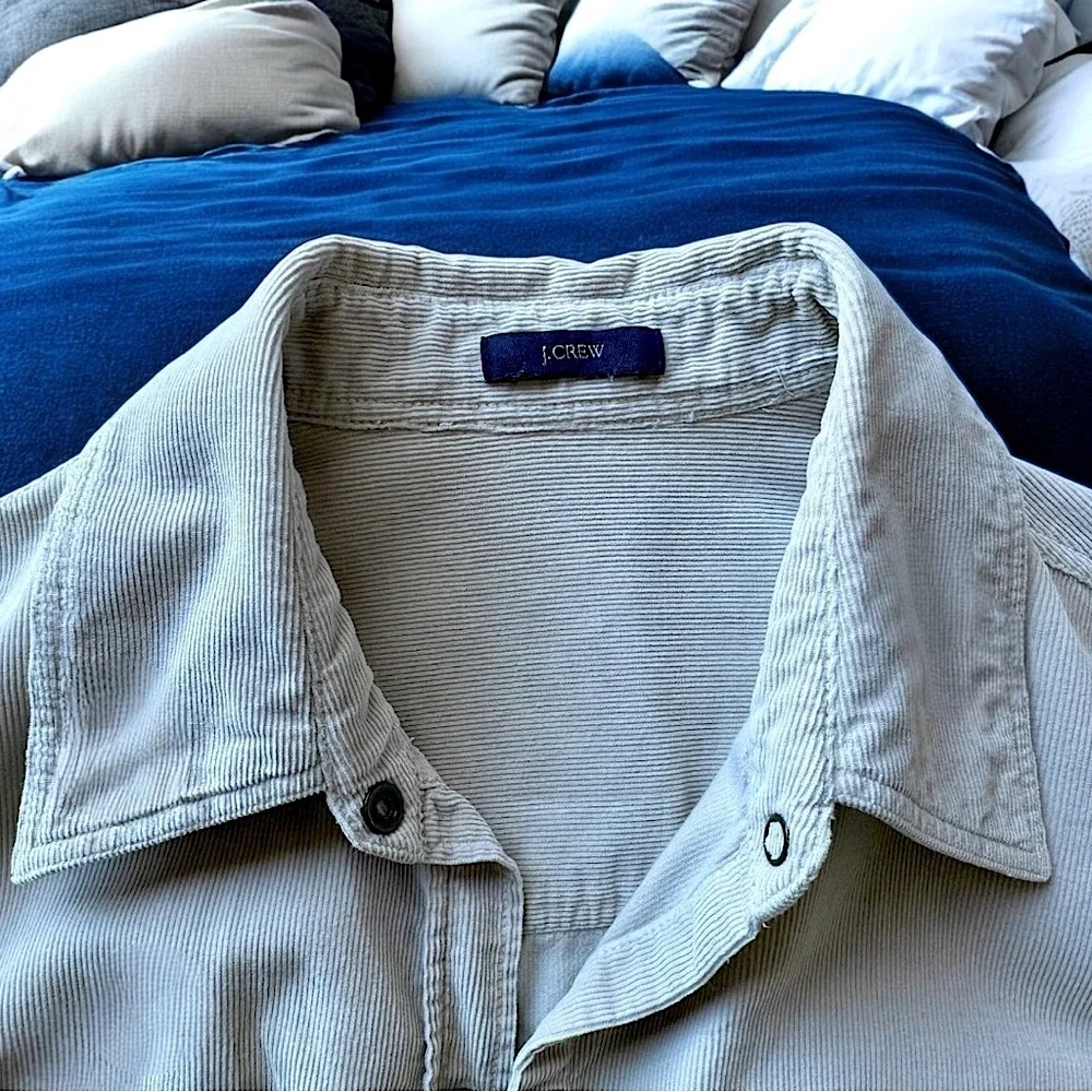 Like New 🌸 J Crew Tan Stretch Corduroy Button-Down Shirt ⭐️ Pearlized Snaps - Picture 10 of 15